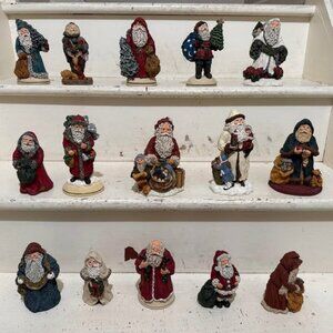 15 Vintage June McKenna Signed Santa Clause Christmas Display Decorations Lot
